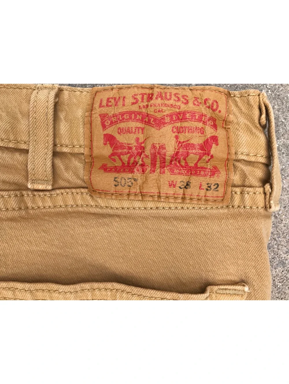 Levis Jeans Men 38x32 Brown Denim Pant 505 Straight Fit Work Casual Office Pant